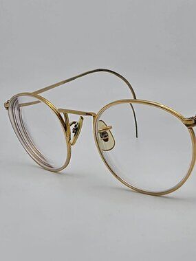 Shuron Ronstrong Gold Round Eyeglasses Frame w/ Cable Temple USA 48-21-135